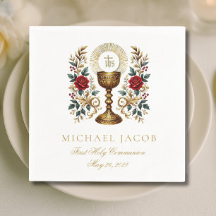Serviette En Papier Première Communion catholique Chalice Roses d'accu