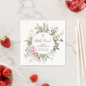 Serviette En Papier Première communion florale rose (En situation)