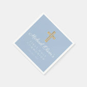 Serviette En Papier Première communion garçon Moderne Croix Bleue (Coin)