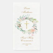 Serviette En Papier Première Communion Gold Floral Garland (Devant)