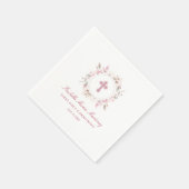 Serviette En Papier Première communion personnalisée modifiable rose f (Coin)