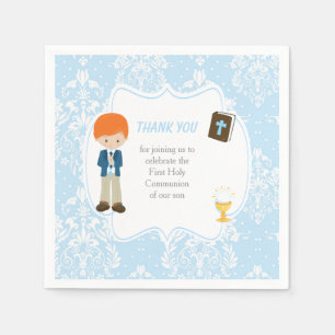 Serviette En Papier Première communion Red Hair Boy Merci