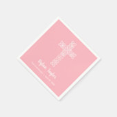Serviette En Papier Première communion rose croix blanche (Coin)