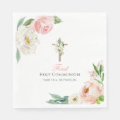 Serviette En Papier Première communion sainte rose pâle (Devant)