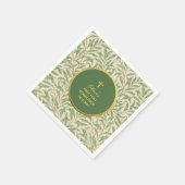 Serviette En Papier Première Communion Vert Faux Or Feuillage Vert (Coin)