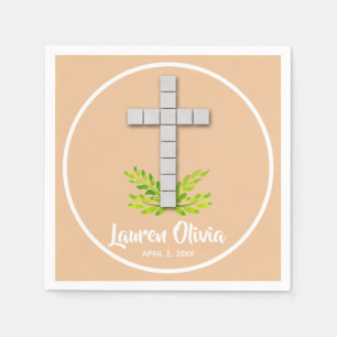 Serviette En Papier Première croix de communion sur la pêche