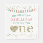 Serviette En Papier Première Fille Anniversaire de fête Napkins Monnai (Devant)