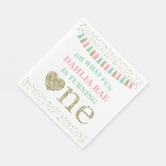 Serviette En Papier Première Fille Anniversaire de fête Napkins Monnai (Coin)