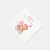 Serviette En Papier Première fille d'anniversaire Teddy Bear Crème de  (Coin)