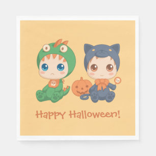 Serviette En Papier Première Halloween Babies Chat noir Costume Dragon