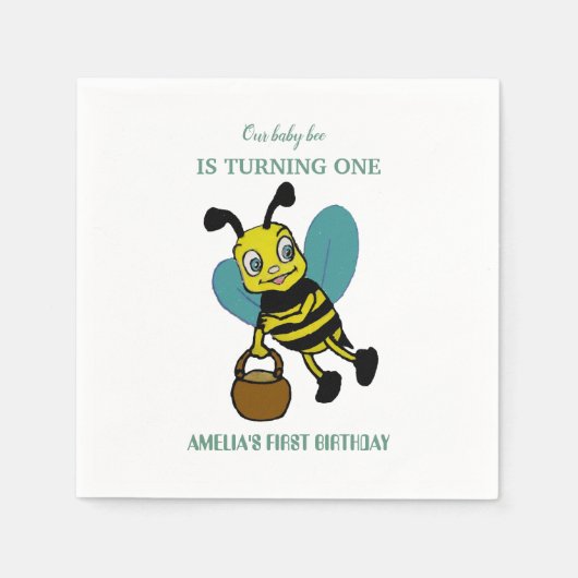 Serviette En Papier Première naissance personnalisée 1ère fête d'anniv (Devant)