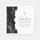 Serviette En Papier Première Sainte Communion Black Silver Agate (Devant)