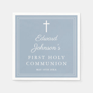 Serviette En Papier Première Sainte Communion Bleu Poussiéreux Moderne