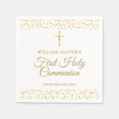 Serviette En Papier Première Sainte Communion Coeurs d'or modernes (Devant)
