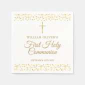 Serviette En Papier Première Sainte Communion Cœurs Dorés Modernes (Devant)
