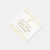Serviette En Papier Première Sainte Communion Cœurs Dorés Modernes (Coin)