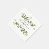 Serviette En Papier Première Sainte Communion Croix d'or Verdure (Coin)