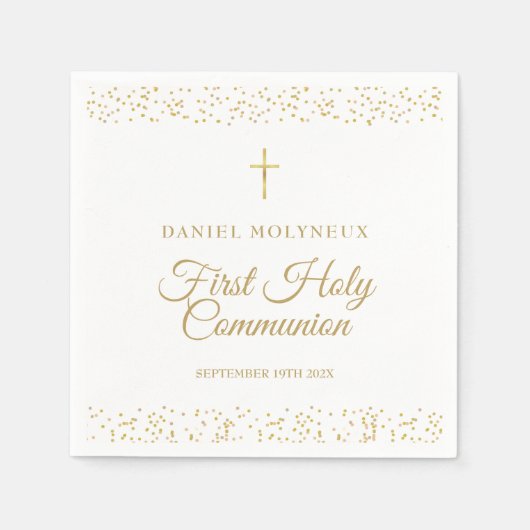 Serviette En Papier Première sainte communion de poussière d'or (Devant)