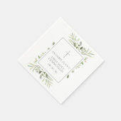 Serviette En Papier Première Sainte Communion de verdure à l'aquarelle (Coin)