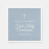 Serviette En Papier Première Sainte Communion Dusty Blue Silver Stardu (Devant)