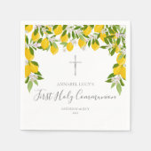 Serviette En Papier Première Sainte Communion Élégante Verdure citron (Devant)