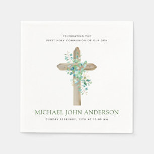 Serviette En Papier Première Sainte Communion Eucalyptus Green Napkins