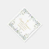 Serviette En Papier Première Sainte Communion florale à l'aquarelle (Coin)