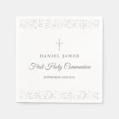Serviette En Papier Première Sainte Communion Moderne Argent Stardust (Devant)