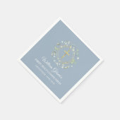 Serviette En Papier Première Sainte Communion Or Vert Feuillage Bleu P (Coin)