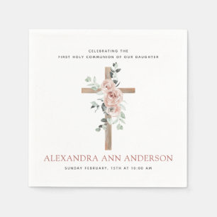 Serviette En Papier Première Sainte Communion Rose Dusty