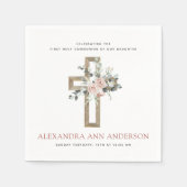 Serviette En Papier Première Sainte Communion Rose Dusty (Devant)