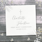 Serviette En Papier Première Sainte Communion Signature moderne Argent