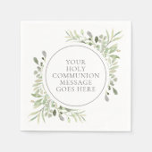 Serviette En Papier Première Sainte Communion Verdure Aquarelle Feuill (Devant)