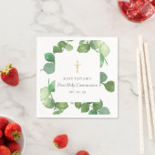 Serviette En Papier Première Sainte Communion Verdure Eucalyptus (En situation)