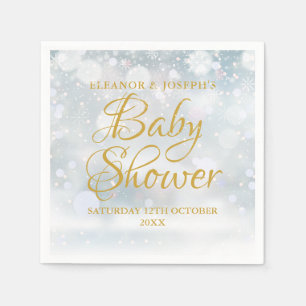 Serviette En Papier Premières Neiges Bébé Couple Shower d'Hiver