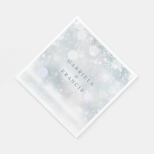 Serviette En Papier Premiers Snowflakes Mariage d'hiver Élégant (Coin)