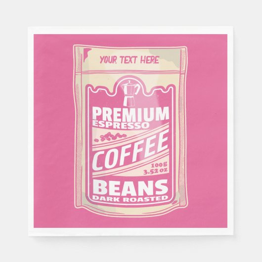 Serviette En Papier Premium espresso café haricots rose nourriture pop (Devant)