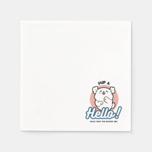 Serviette En Papier Prends un bonjour ! - Joyeux dessin de chien blanc