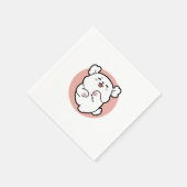 Serviette En Papier Prends un bonjour ! - Joyeux dessin de chien blanc (Coin)