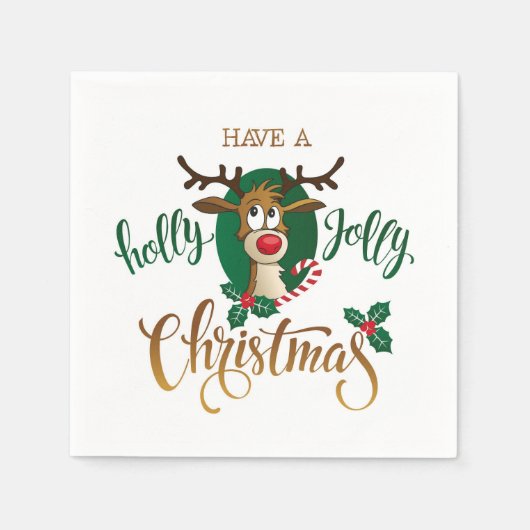 Serviette En Papier Prenez un Holly Jolly Christmas (Devant)