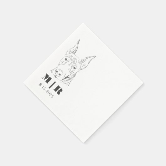 Serviette En Papier Prénom Initiales Doberman Mariage serviettes (Coin)