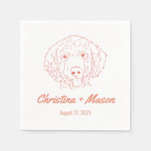 Serviette En Papier Prénoms Mariage de caniche Napkins (Devant)