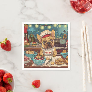 Serviette En Papier Préparations de fêtes de Noël de Bouledogue frança