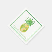 Serviette En Papier Préparé Jaune Vert Ananas Personnalisé (Coin)