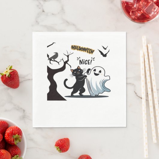 Serviette En Papier Préparez-vous à une fête d'Halloween niçois tactil (En situation)