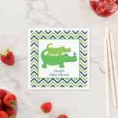 Serviette En Papier Preppy Alligator Chevron Stripe Napkin (En situation)