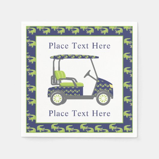 Serviette En Papier Preppy Alligators Golf Cart (Devant)