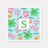 Serviette En Papier Preppy Beach Bikini Serviette Palm Tree Serviette  (Devant)