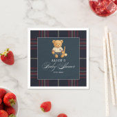 Serviette En Papier Preppy Bear Baseball Marine Baby shower bleu servi (En situation)