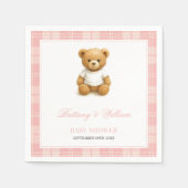 Serviette En Papier Preppy Bear Élégant Baby shower rose (Devant)